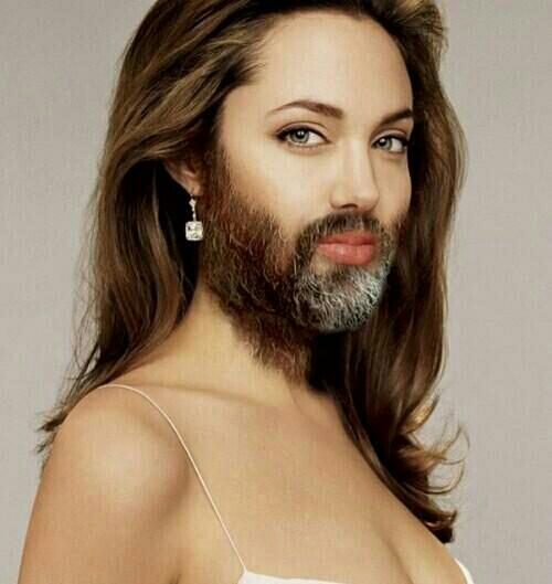Анджелина Джоли с бородой 